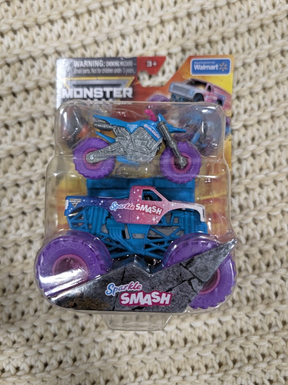 Sparkle Smash Monster Truck & Bike Set - Blue and Purple